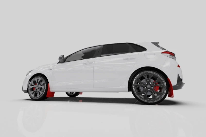 Rally Armor 19-21 Hyundai Elantra GT N Line/i30 Black UR Mud Flap w/Performance Blue Logo - product image