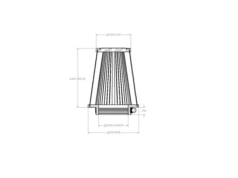 aFe POWER Universal Clamp-On Air Filter w/ D2 Dura-Dry Media - 3in F x 5in B x 3-1/2in T x 6in H - product image