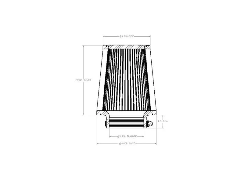 aFe POWER Universal Clamp-On Air Filter w/ D2 Dura-Dry Media - 3-1/2in F x 6in B x 4-3/4in T x 7in H - product image