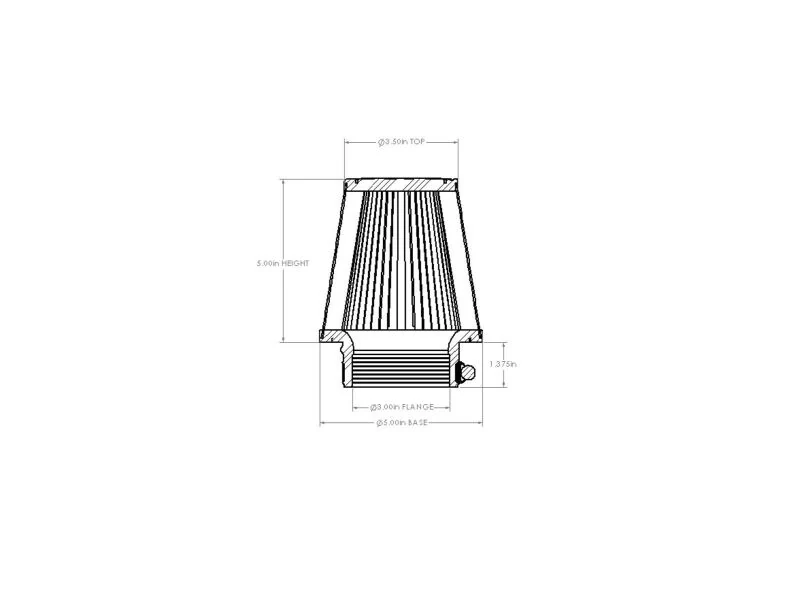 aFe POWER Universal Clamp-On Air Filter w/ D2 Dura-Dry Media 3 IN F x5 IN B x3-1/2 IN T x5 IN H - product image