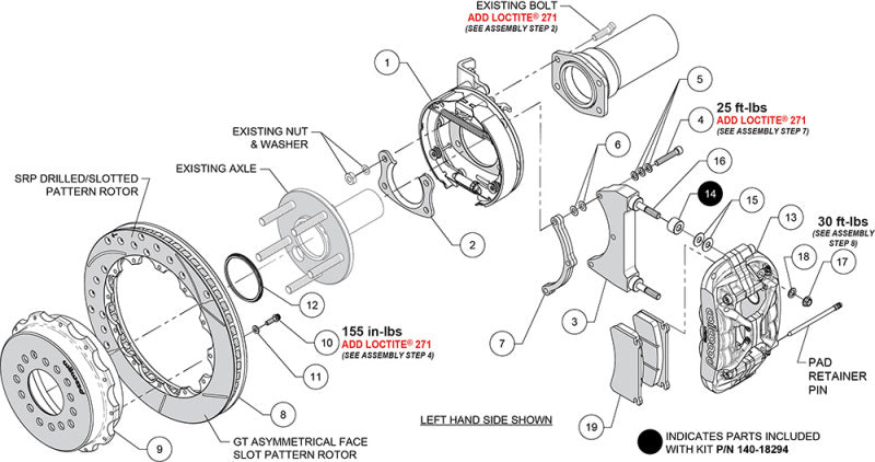 Wilwood kit rear XRS4R big ford new style 2.50 offset 13.00 rotor GT - product image