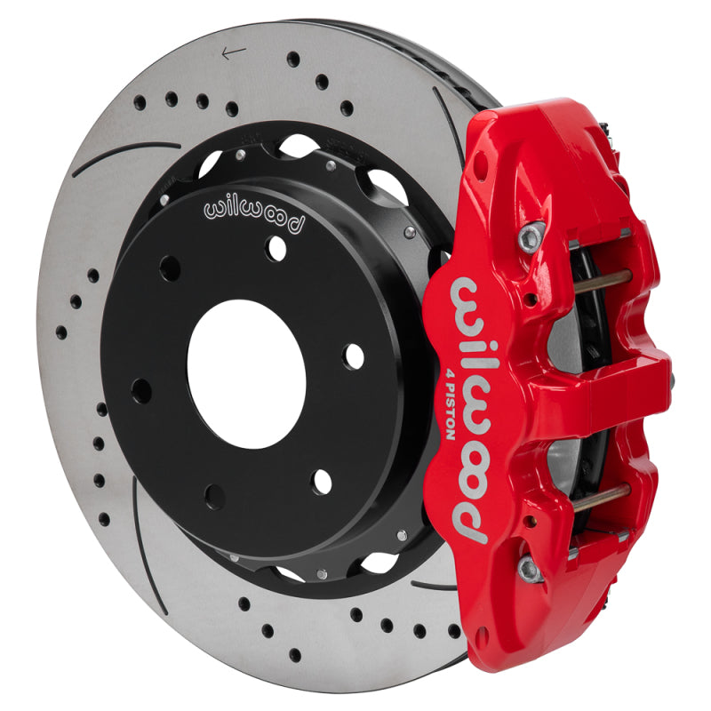 Wilwood kit rear DISC/DRUM AERO4 big ford new style 2.50 offset 14.00 RTR 6 lug SRP red - product image