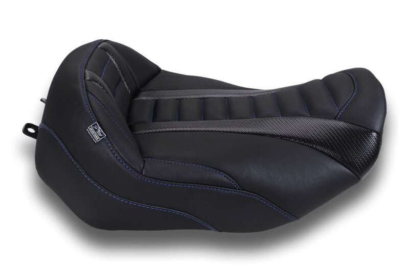 Mustang 23-26 Harley CVO Road Glide, Street Glide, Deluxe T Solo Blk w/Sky Blue Thread - product image