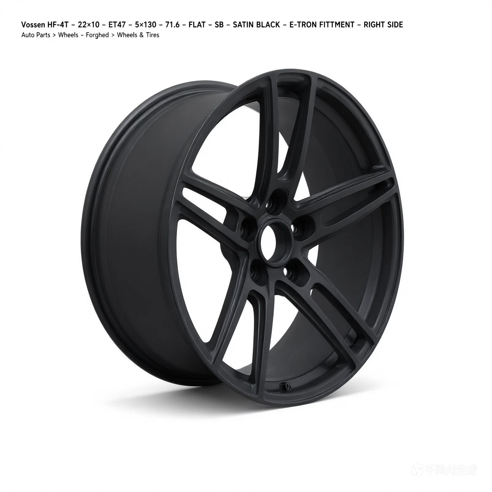 Vossen HF-4T - 22x10 - ET47 - 5x130 - 71.6 - FLAT - SB - SATIN BLACK - E-TRON FITMENT - RIGHT SIDE - product image